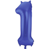 Blauwe Metallic Mat Folieballon Cijfer 1